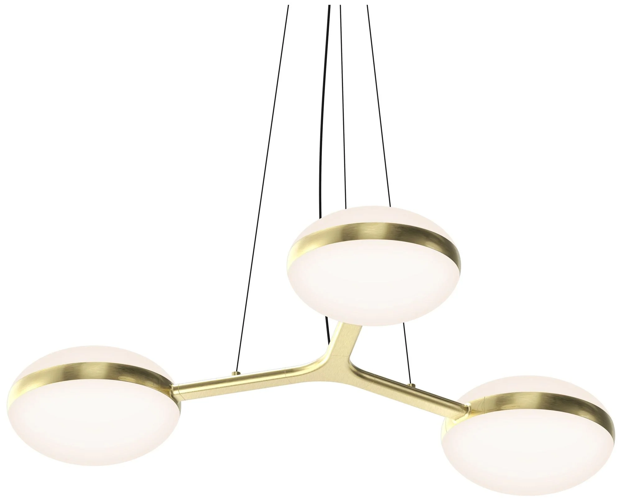 Pillows 35.5" Wide Brass Triple Pendant - Image 1