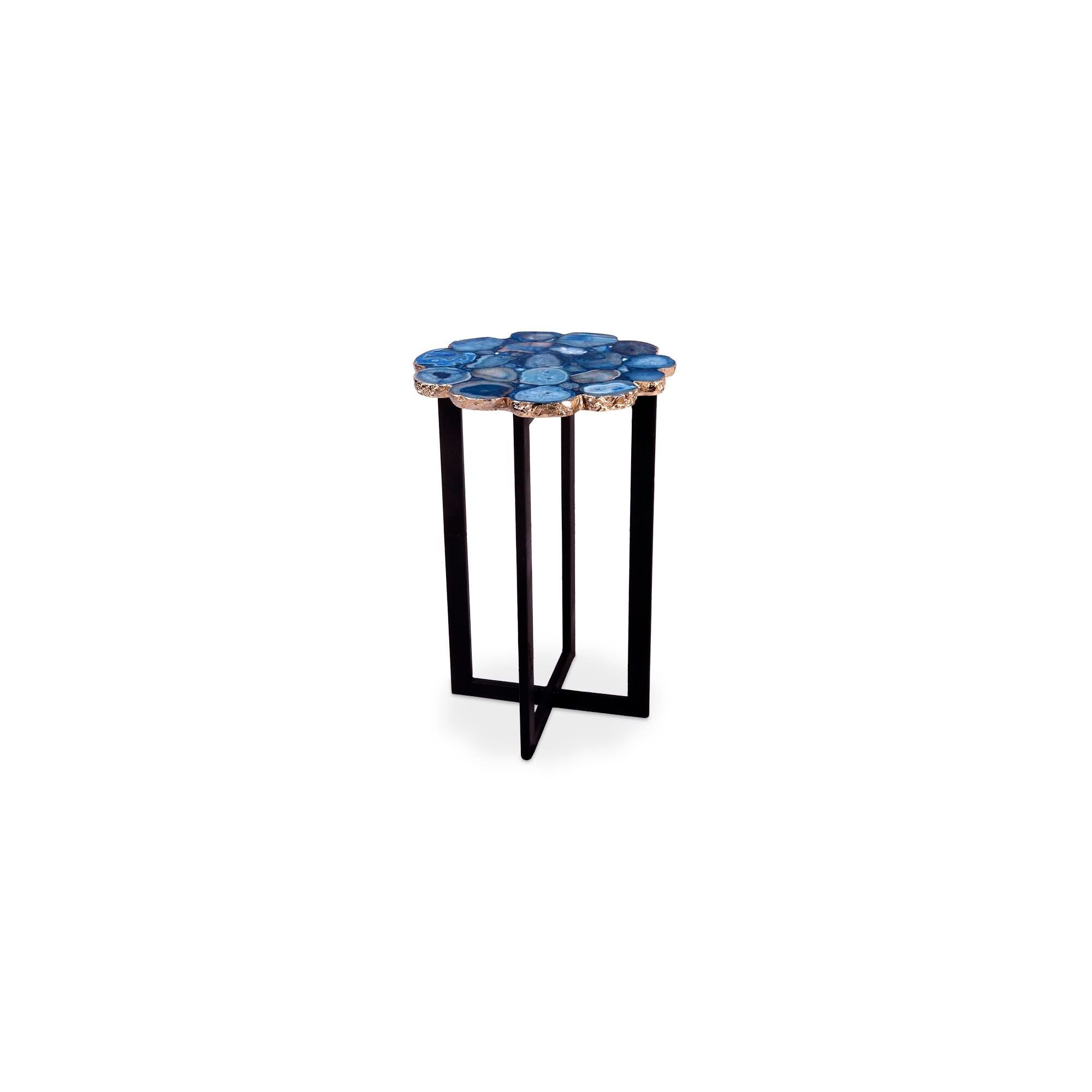 Moe's Home Collection Azul Agate Blue Accent Table - Image 1