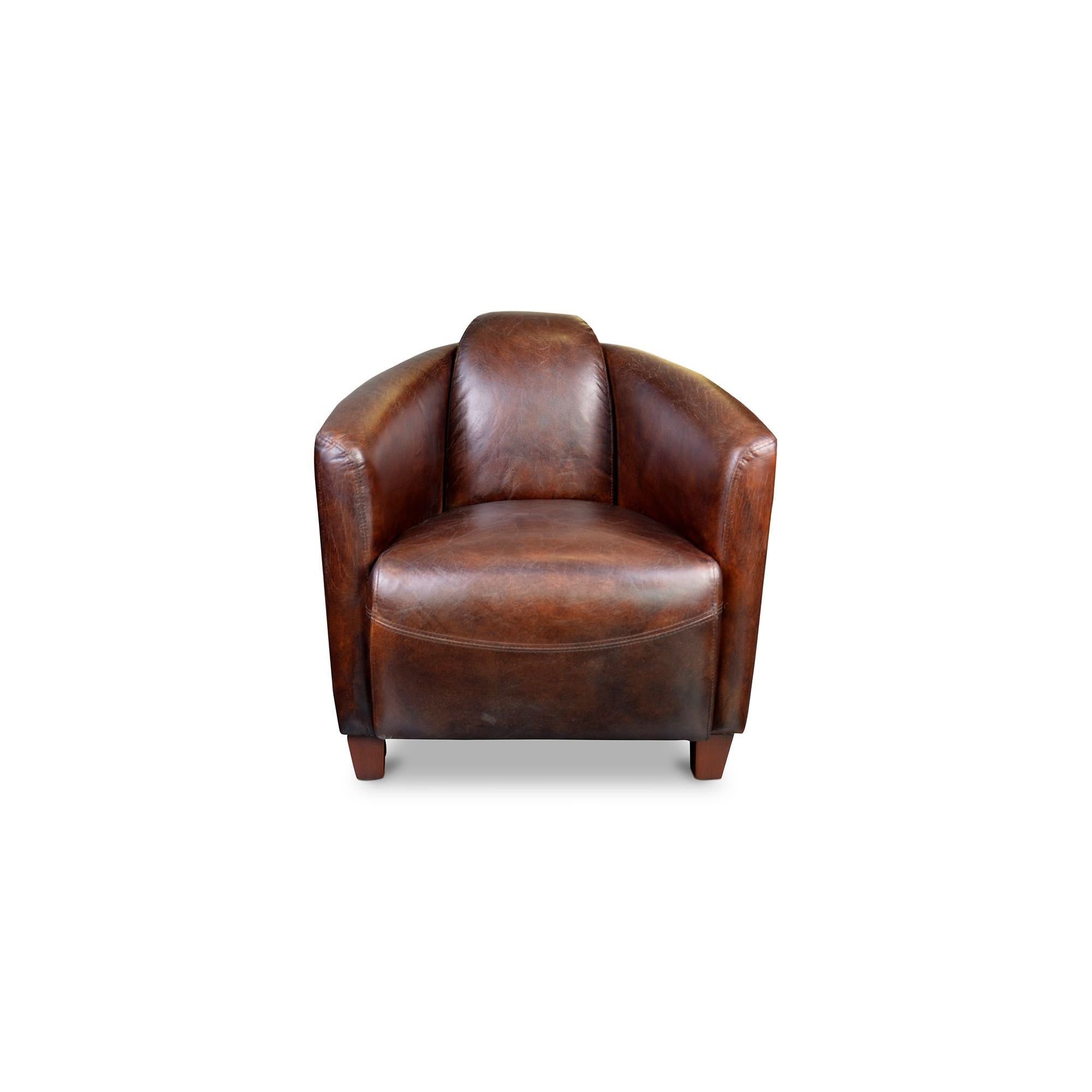 Moe's Home Collection Salzburg Dark Brown Leather Club Chair - Image 1
