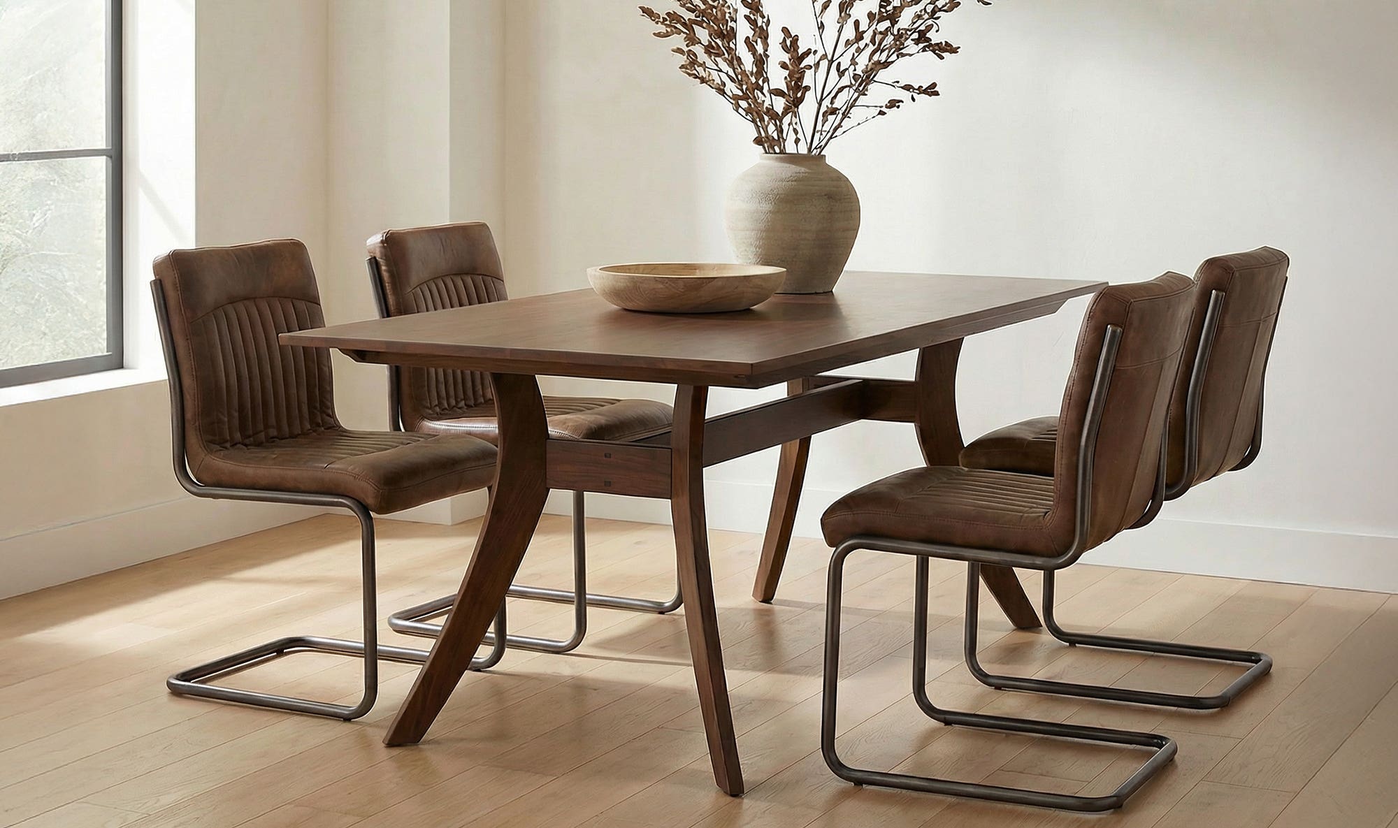 Moe's Home Ansel Dining Chair Grazed Brown Leather - Set Of Two - Image 2