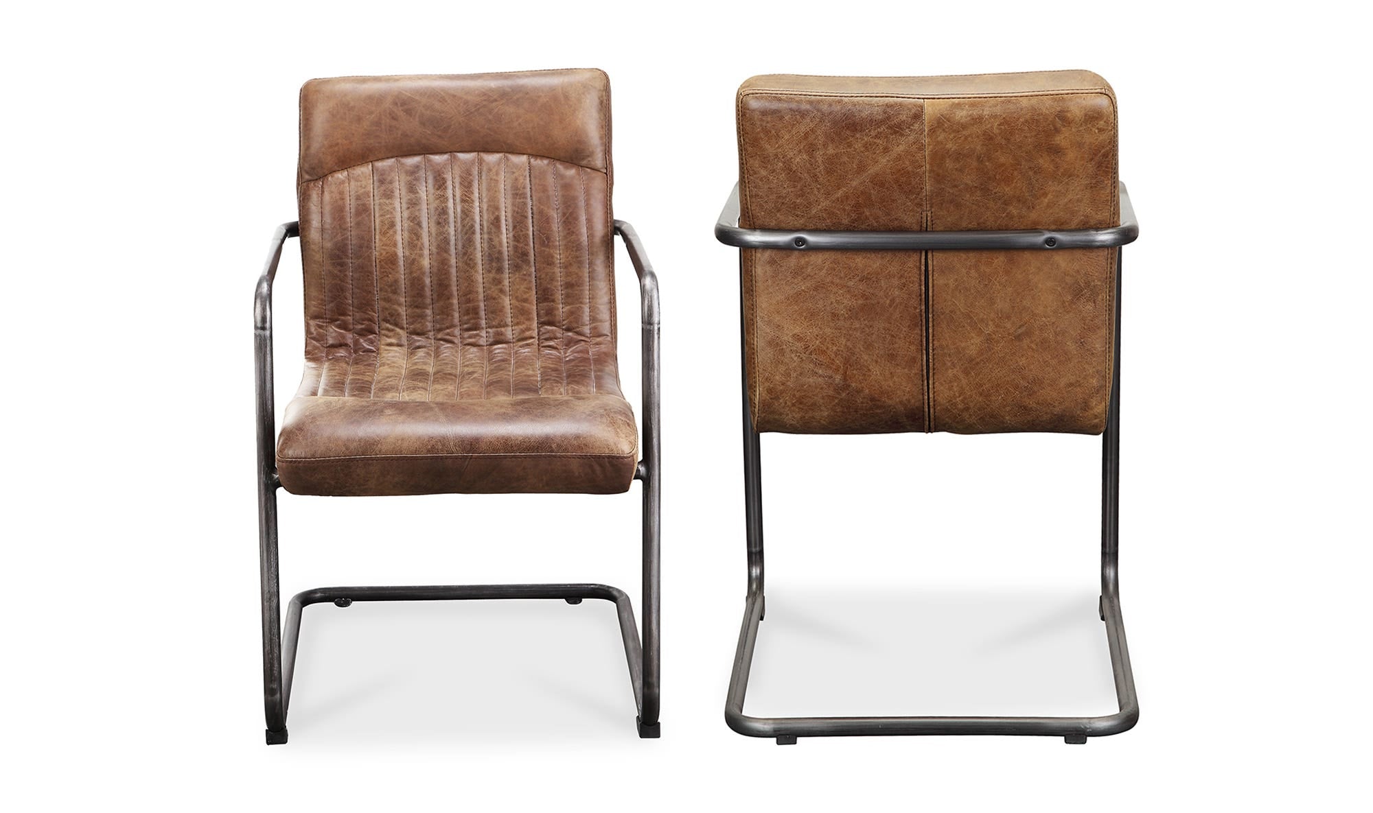 Moe's Home Ansel Arm Chair Grazed Brown Leather - Set Of Two - Image 1