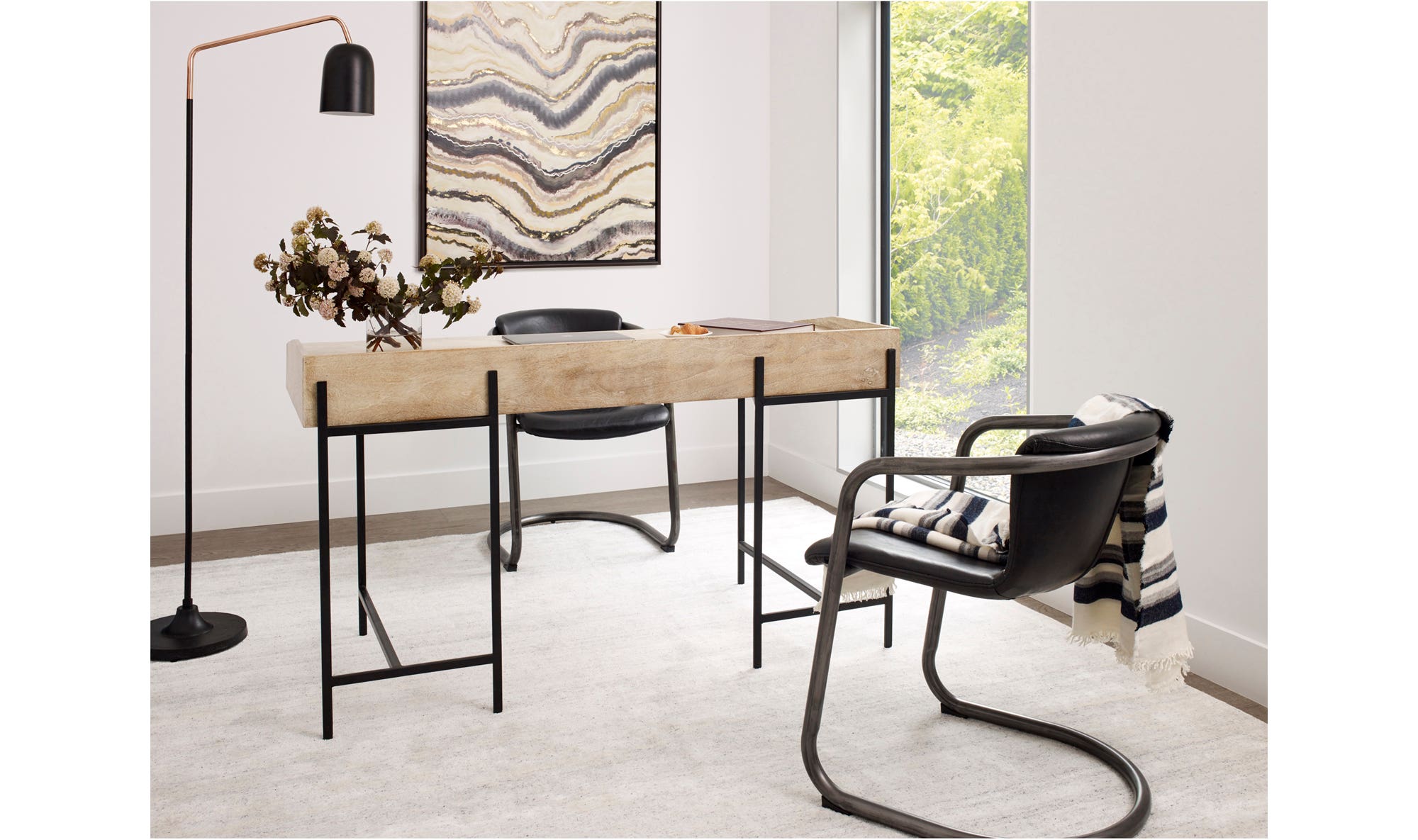 Moe's Home Freeman Dining Chair Onyx Black Leather - Set Of Two - Image 2