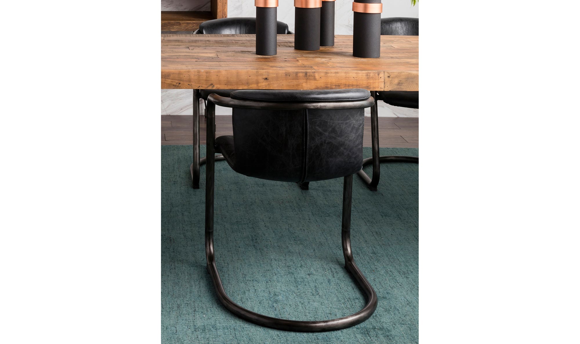 Moe's Home Freeman Dining Chair Onyx Black Leather - Set Of Two - Image 3