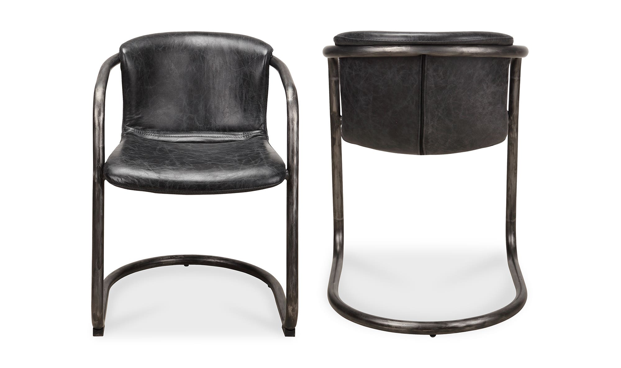 Moe's Home Freeman Dining Chair Onyx Black Leather - Set Of Two - Image 1