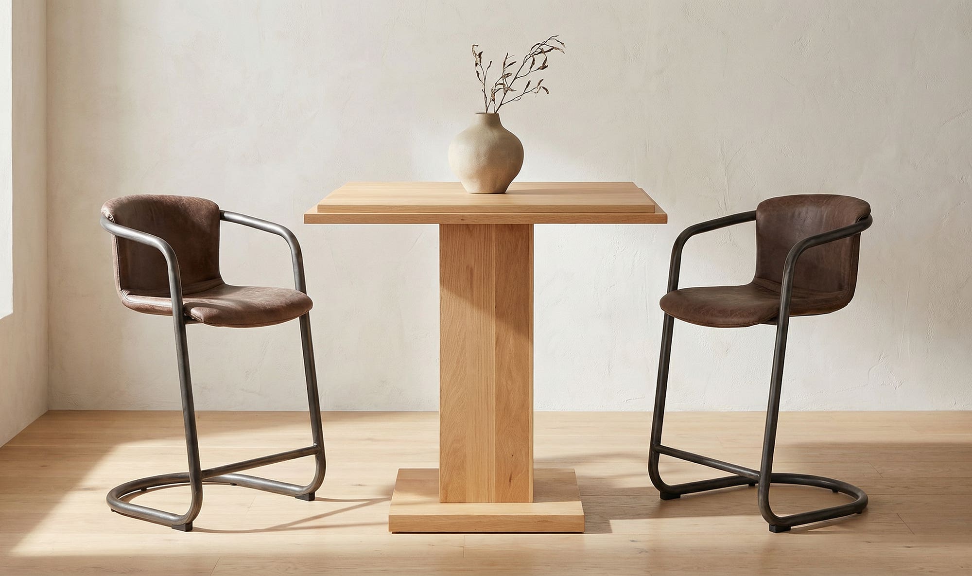 Moe's Home Freeman Barstool Grazed Brown Leather - Set Of Two - Image 2