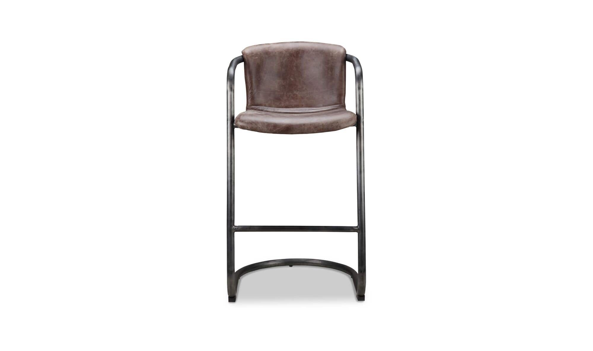 Moe's Home Freeman Barstool Grazed Brown Leather - Set Of Two - Image 3