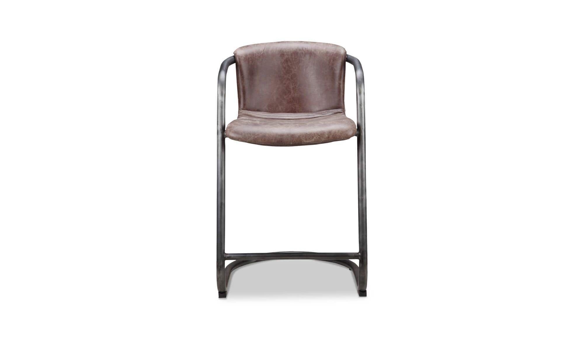Moe's Home Freeman Counter Stool Grazed Brown Leather - Set Of Two - Image 3