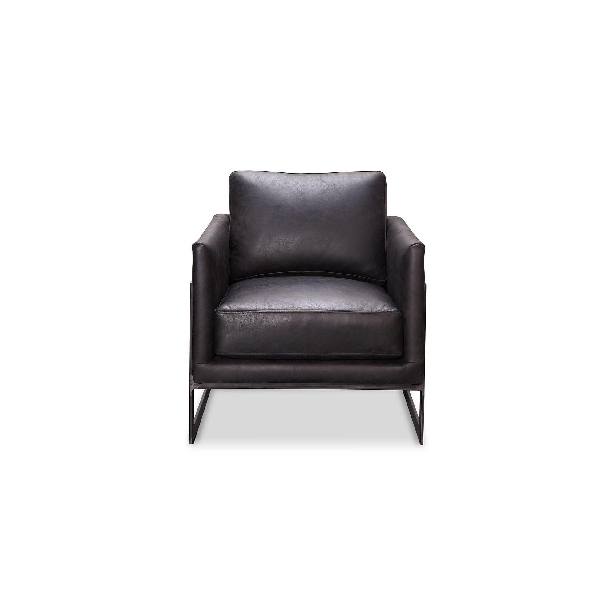Moe's Home Collection Luxley Black Leather Club Chair - Image 1