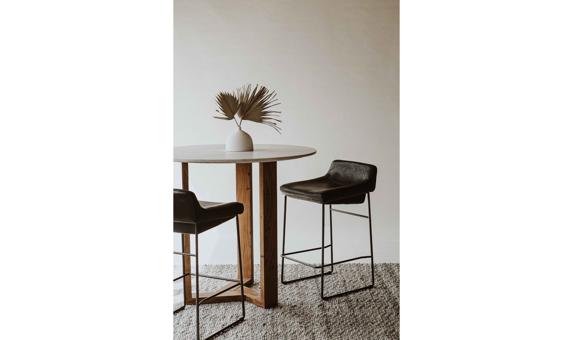 Moe's Home Starlet Counter Stool Onyx Black Leather - Set Of Two - Image 3