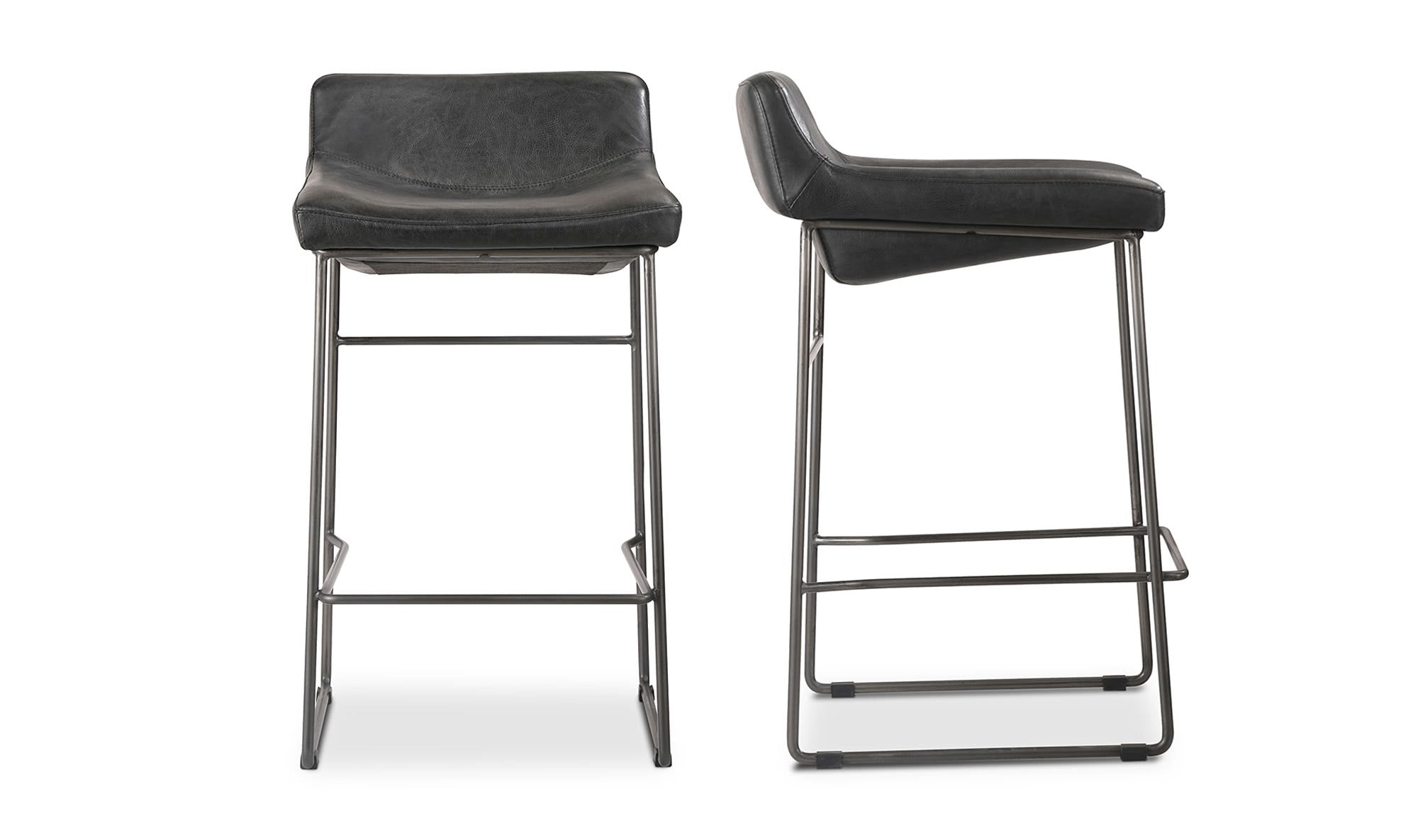 Moe’s Home Starlet Counter Stool Onyx Black Leather – Set Of Two