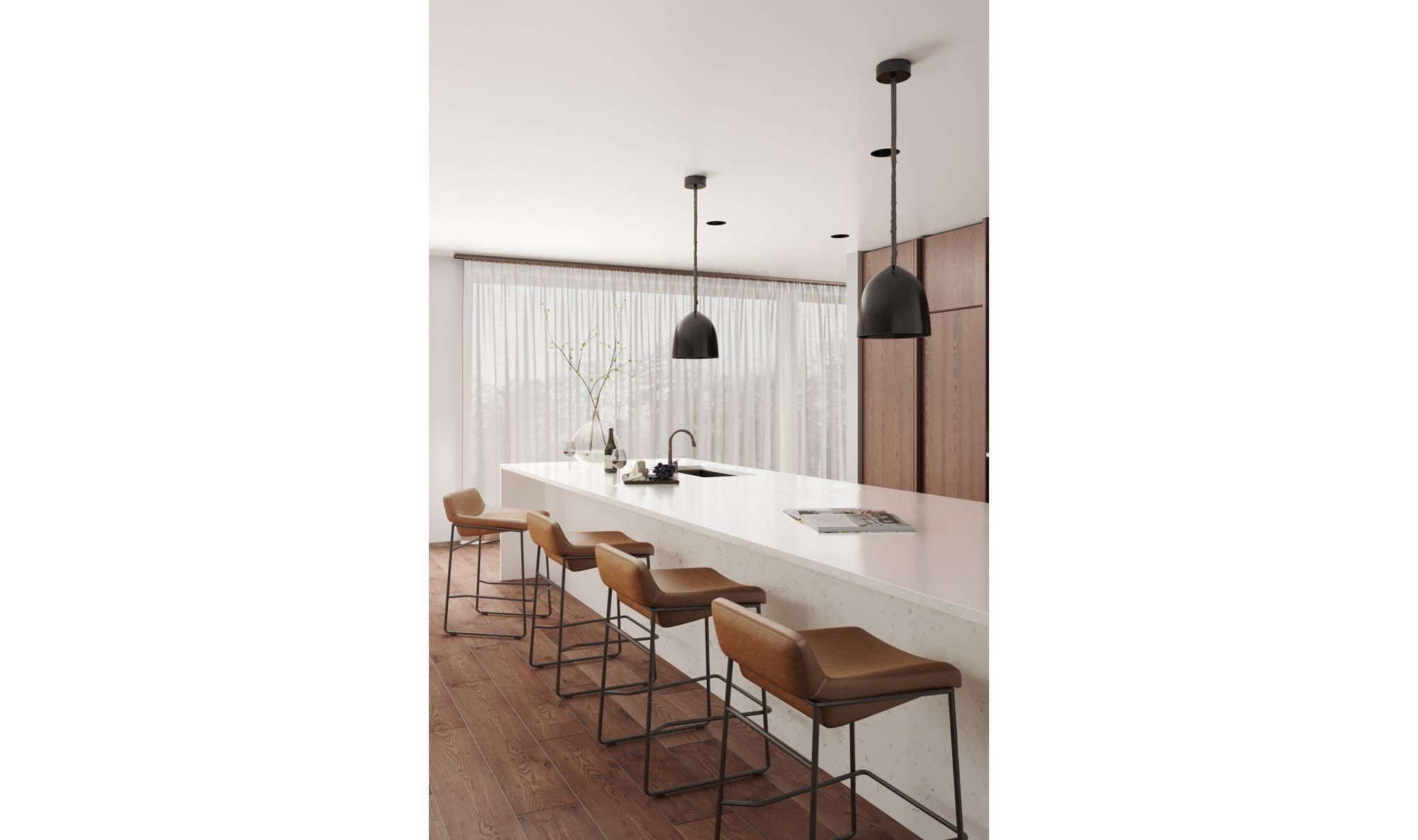 Moe's Home Starlet Counter Stool Open Road Brown Leather - Set Of Two - Image 2