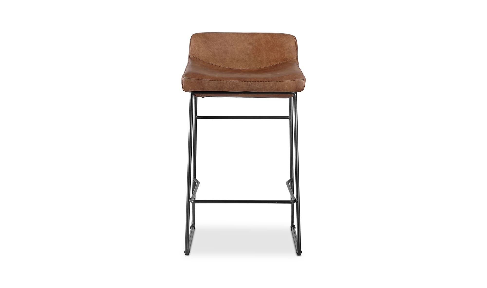 Moe's Home Starlet Counter Stool Open Road Brown Leather - Set Of Two - Image 3