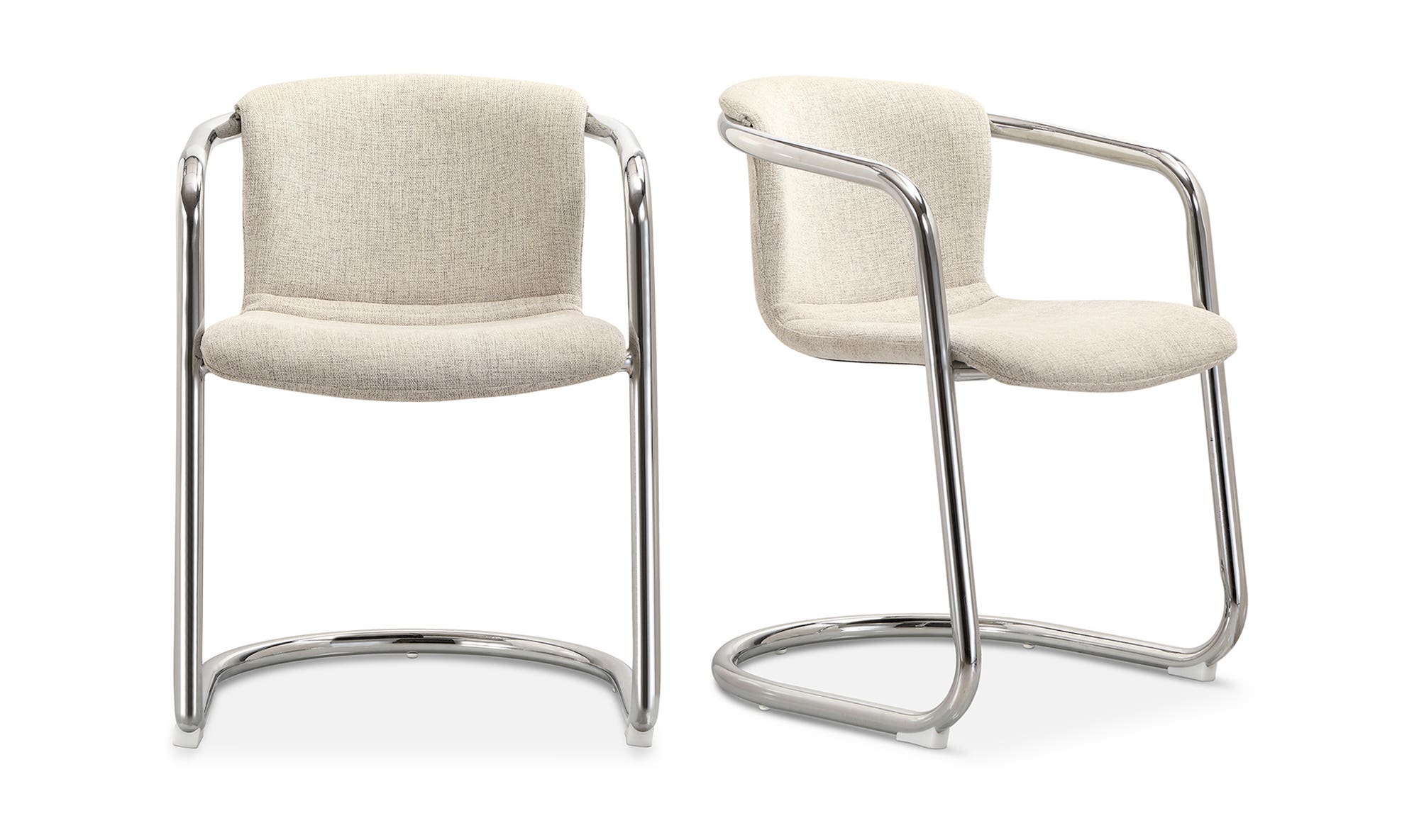 Moe's Home Freeman Chrome Frame Dining Chair Blended Cream - Set Of Two - Image 1
