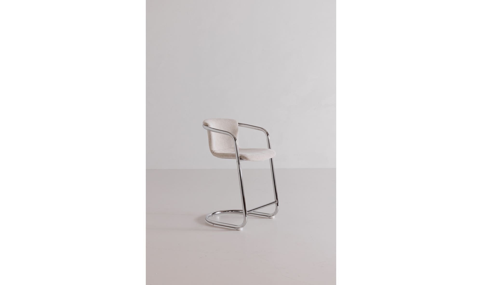 Moe's Home Freeman Chrome Frame Counter Stool Blended Cream - Set Of Two - Image 2