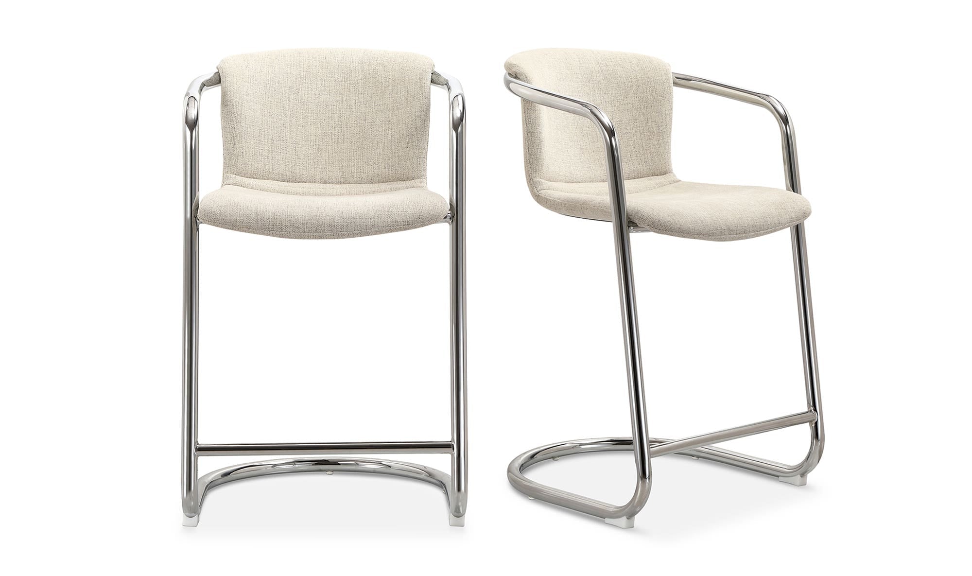Moe's Home Freeman Chrome Frame Counter Stool Blended Cream - Set Of Two - Image 1