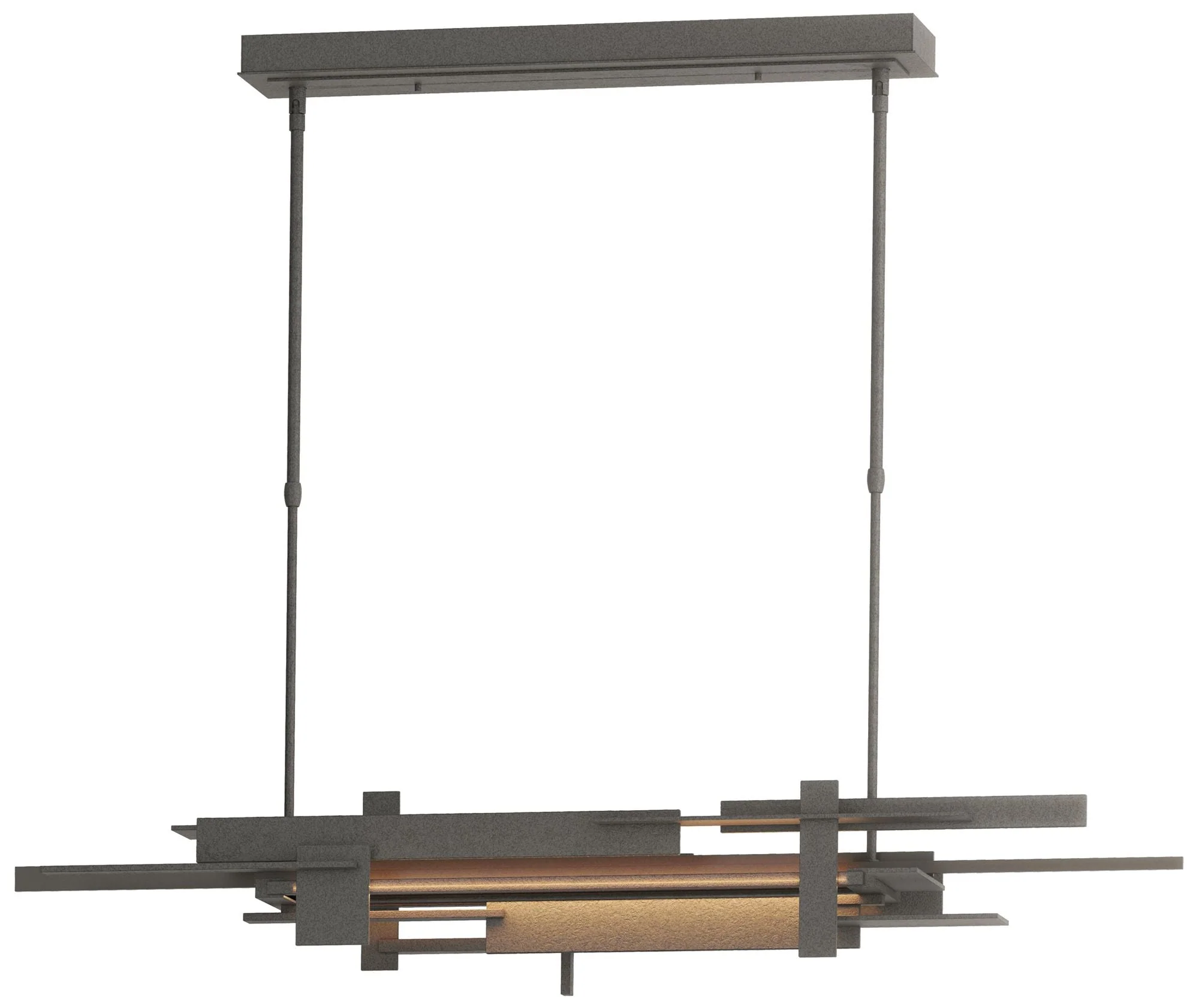 Planar 48.3"W Dark Smoke Accented Natural Iron Standard LED Pendant - Image 1