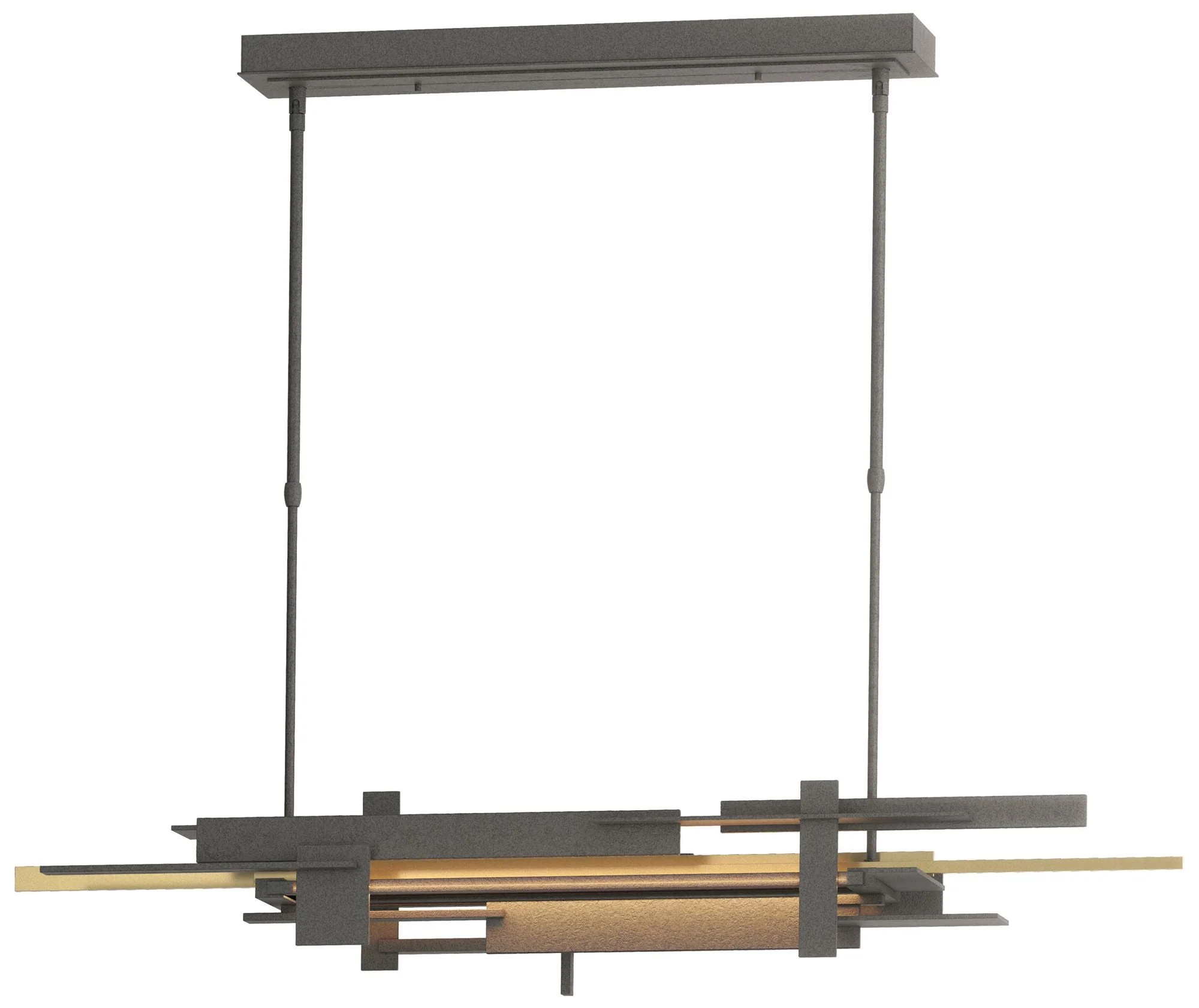 Planar 48.3"W Modern Brass Accented Natural Iron Standard LED Pendant - Image 1