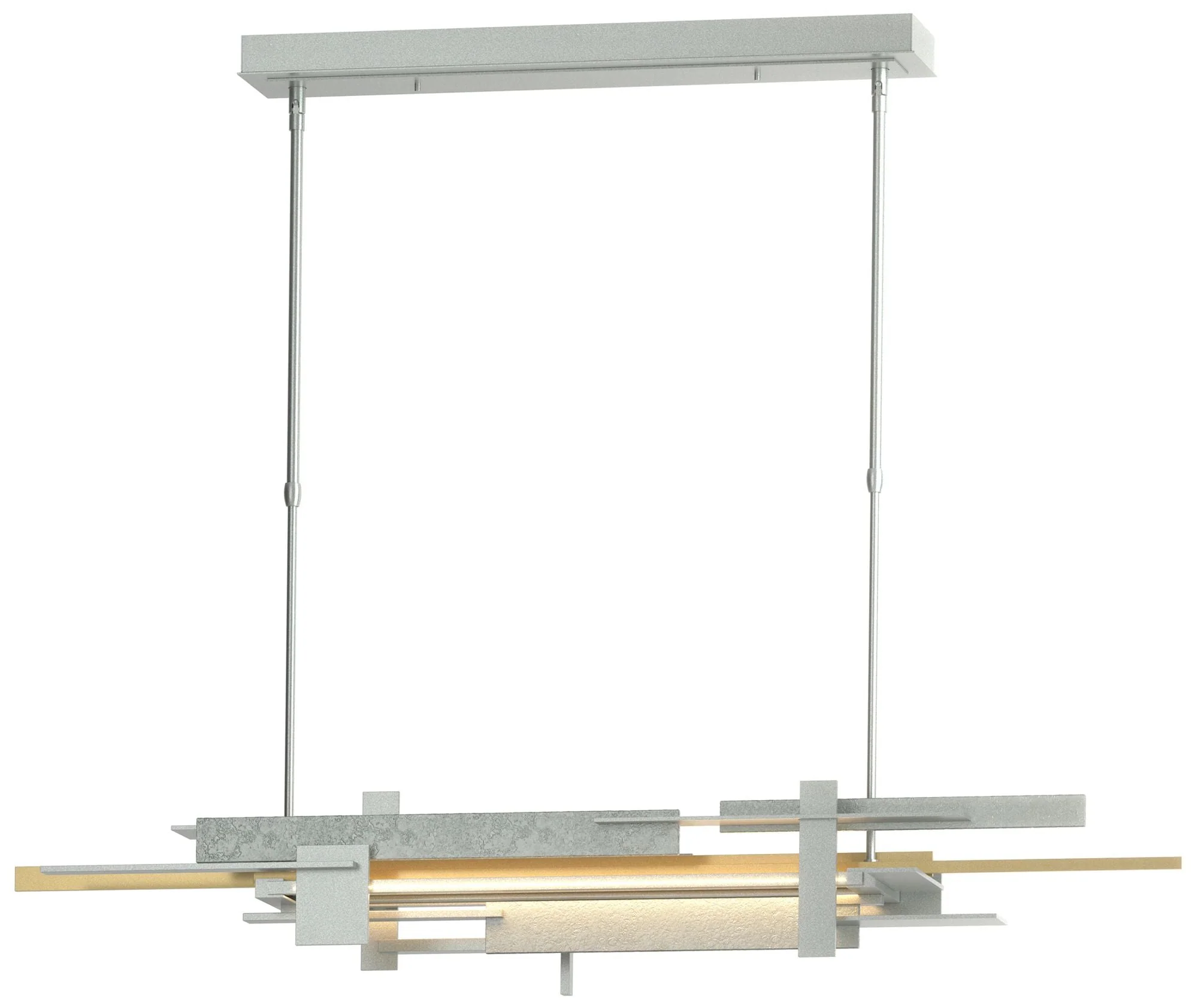 Planar 48.3"W Modern Brass Accented Vintage Platinum Standard LED Pend - Image 1