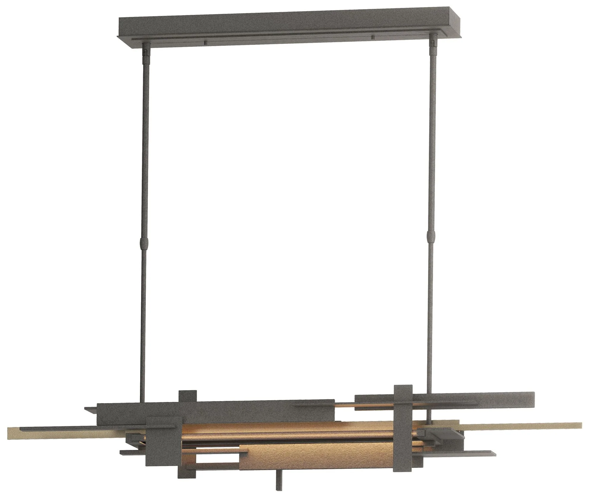 Planar 48.3"W Soft Gold Accented Natural Iron Standard LED Pendant - Image 1