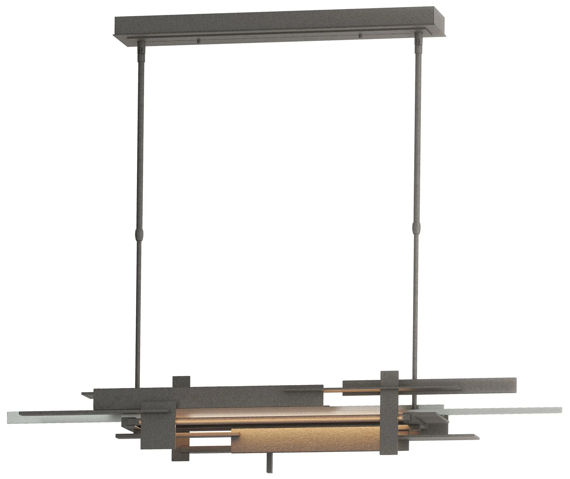 Planar 48.3"W Vintage Platinum Accented Natural Iron Standard LED Pend - Image 1