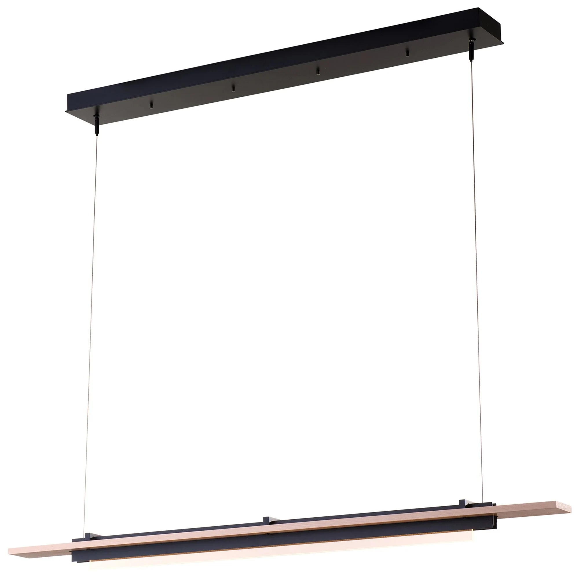 Plank LED Pendant - Black Finish - Maple Wood Accents - Standard Height - Image 1