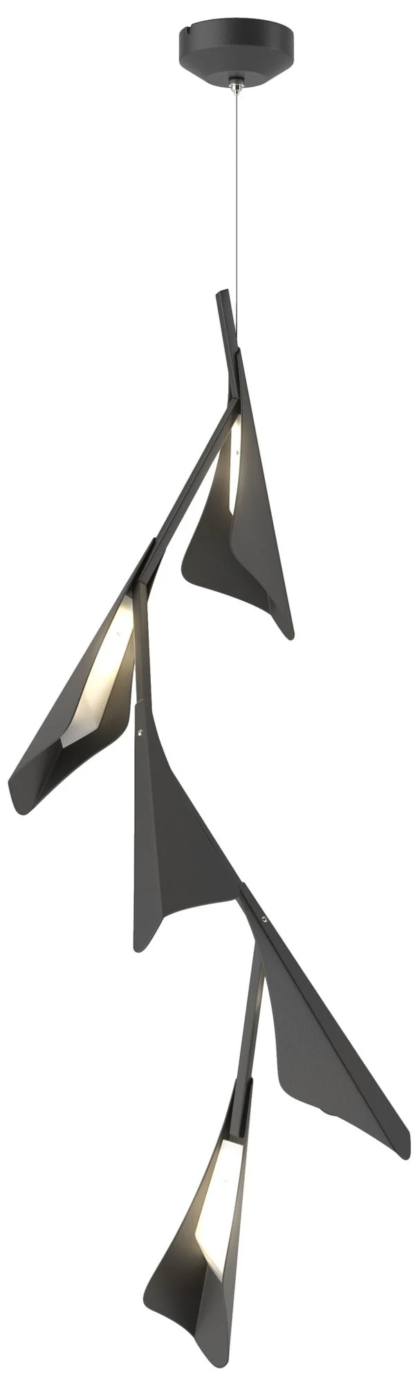 Plume 15"W 5-Light Black and Black Standard LED Pendant - Image 1