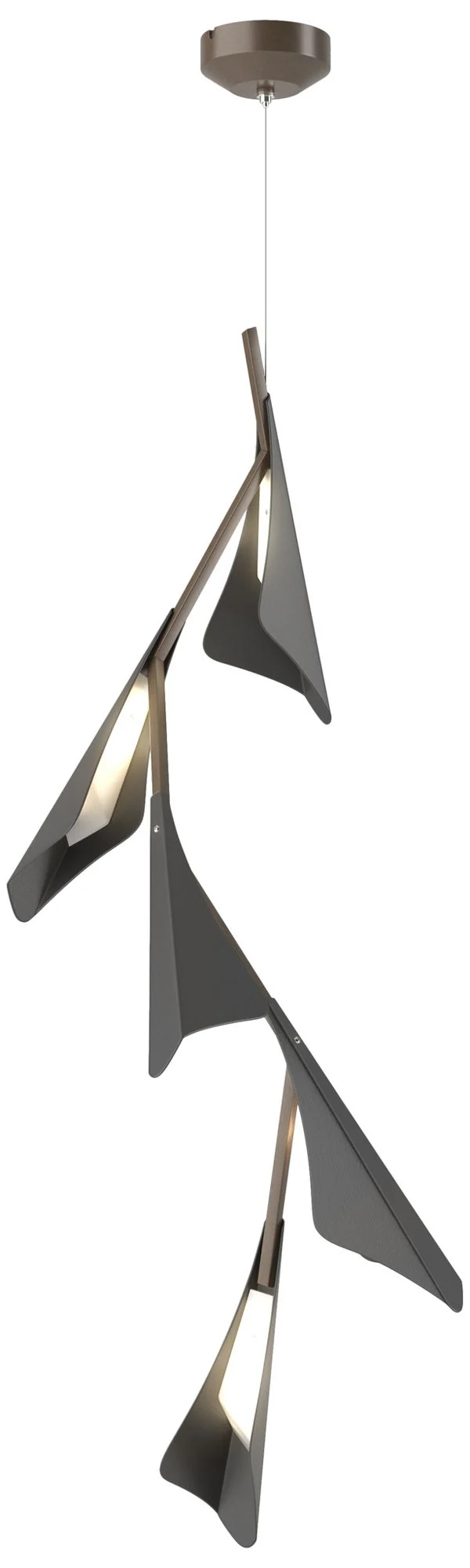 Plume 15"W 5-Light Black and Bronze Standard LED Pendant - Image 1