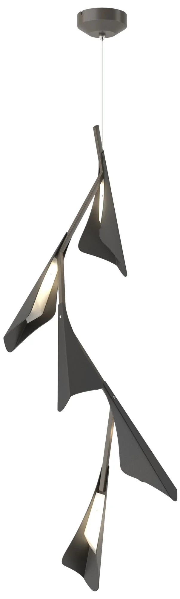 Plume 15"W 5-Light Black and Dark Smoke Standard LED Pendant - Image 1