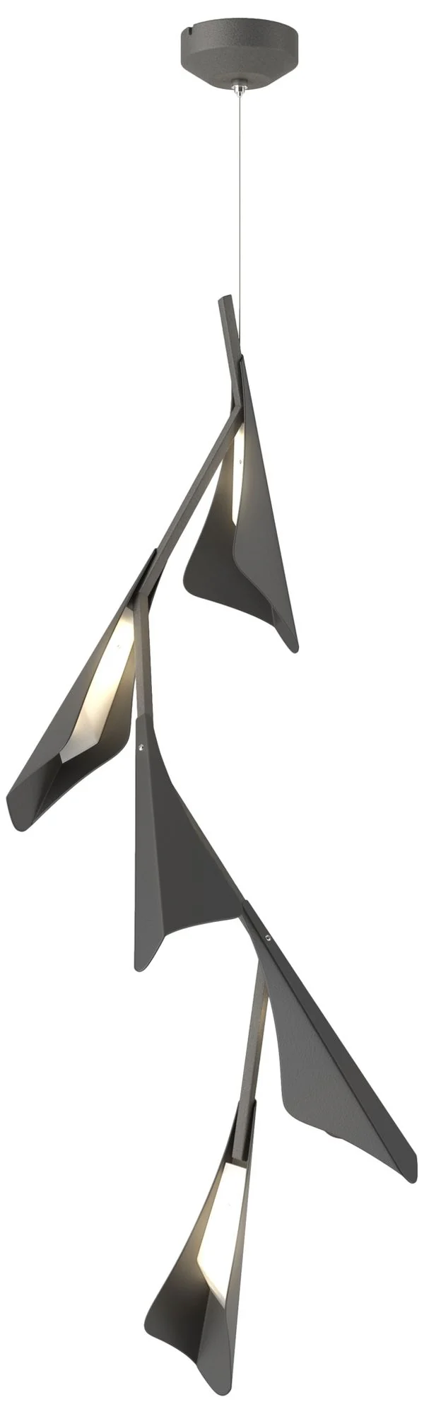 Plume 15"W 5-Light Black and Iron Standard LED Pendant - Image 1