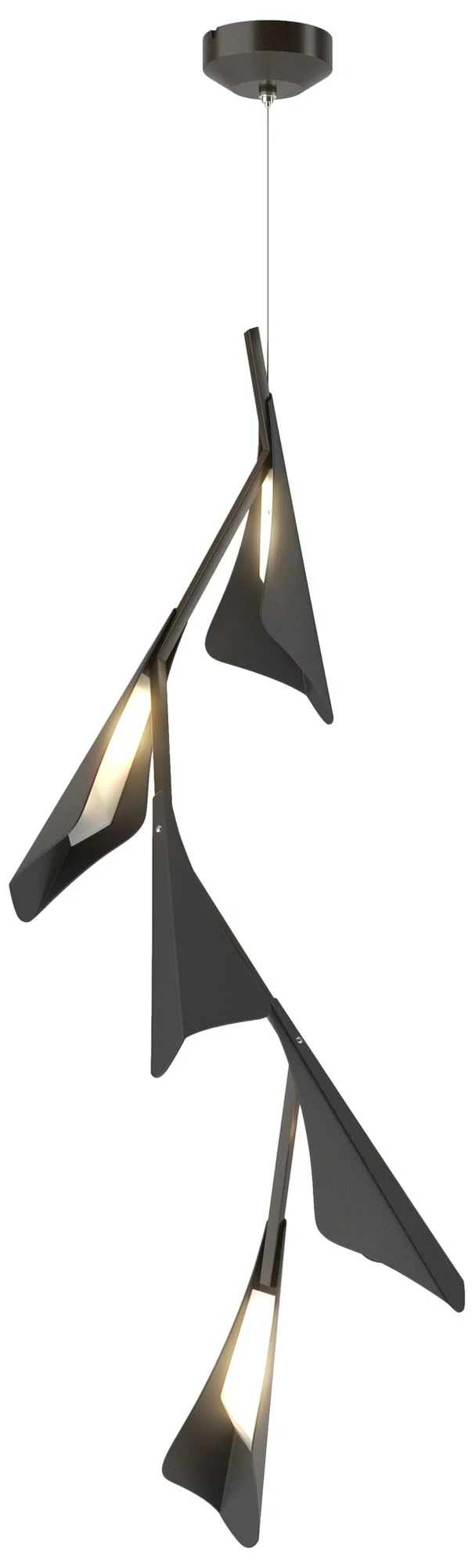 Plume 15"W 5-Light Black and Oil Rubbed Bronze Standard LED Pendant - Image 1
