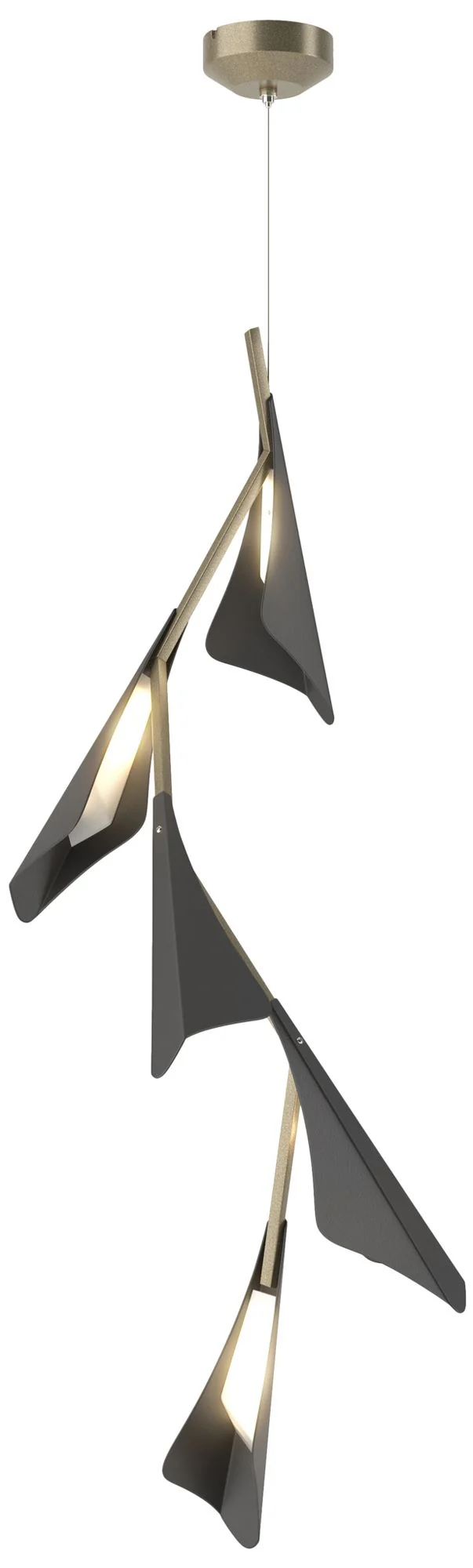 Plume 15"W 5-Light Black and Soft Gold Standard LED Pendant - Image 1