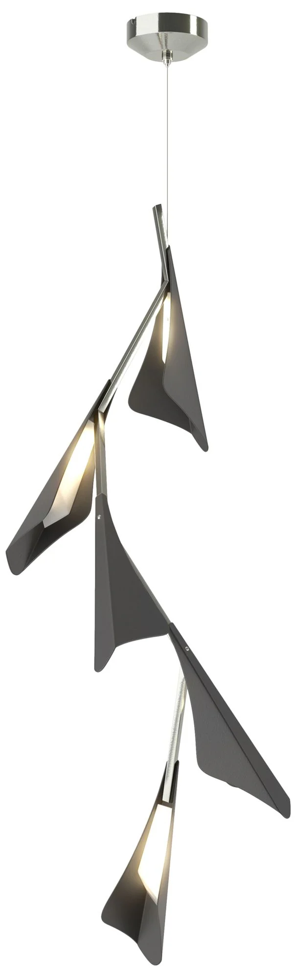 Plume 15"W 5-Light Black and Sterling Standard LED Pendant - Image 1