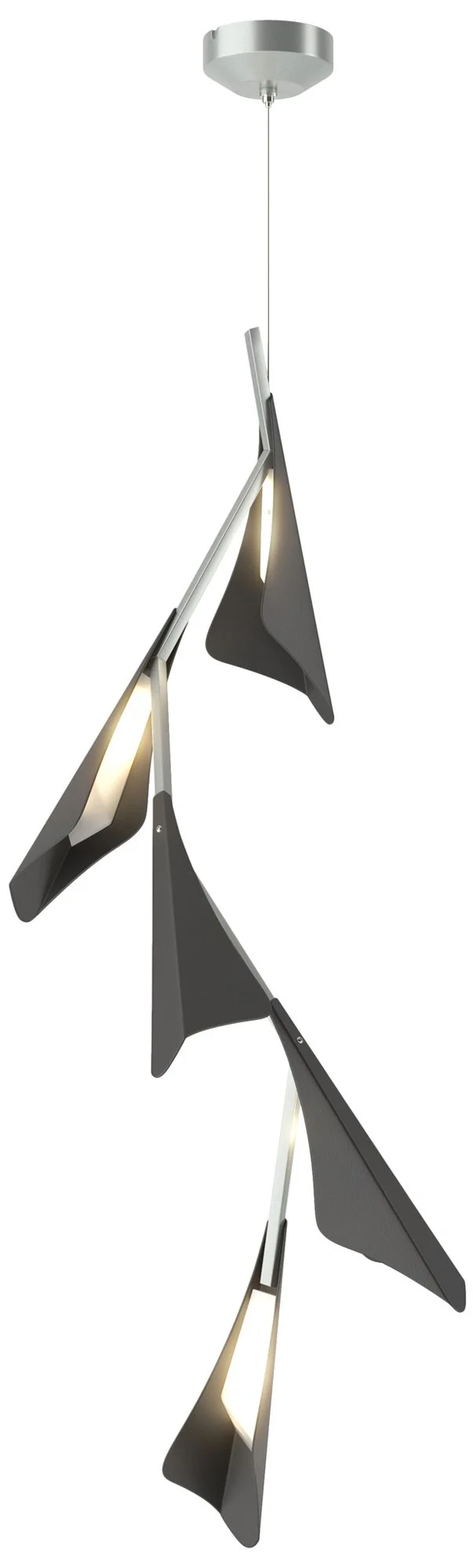 Plume 15"W 5-Light Black and Vintage Platinum Standard LED Pendant - Image 1