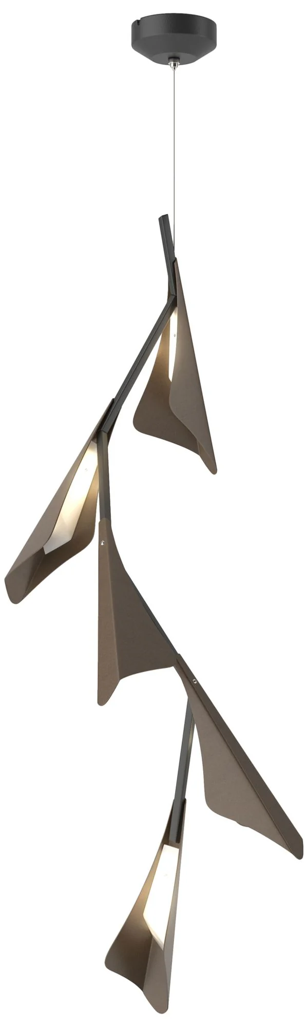 Plume 15"W 5-Light Bronze and Black Standard LED Pendant - Image 1