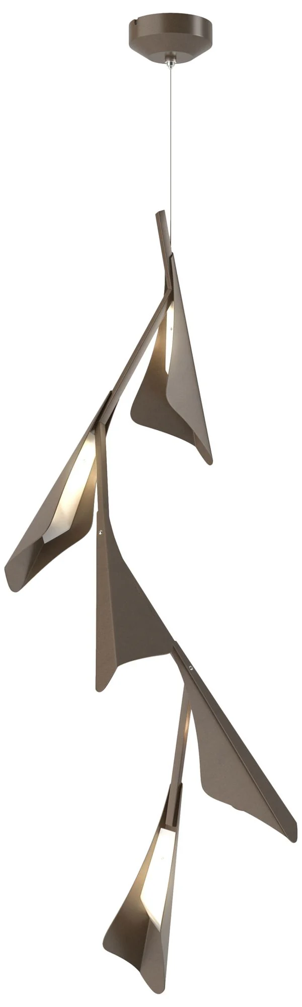 Plume 15"W 5-Light Bronze and Bronze Standard LED Pendant - Image 1