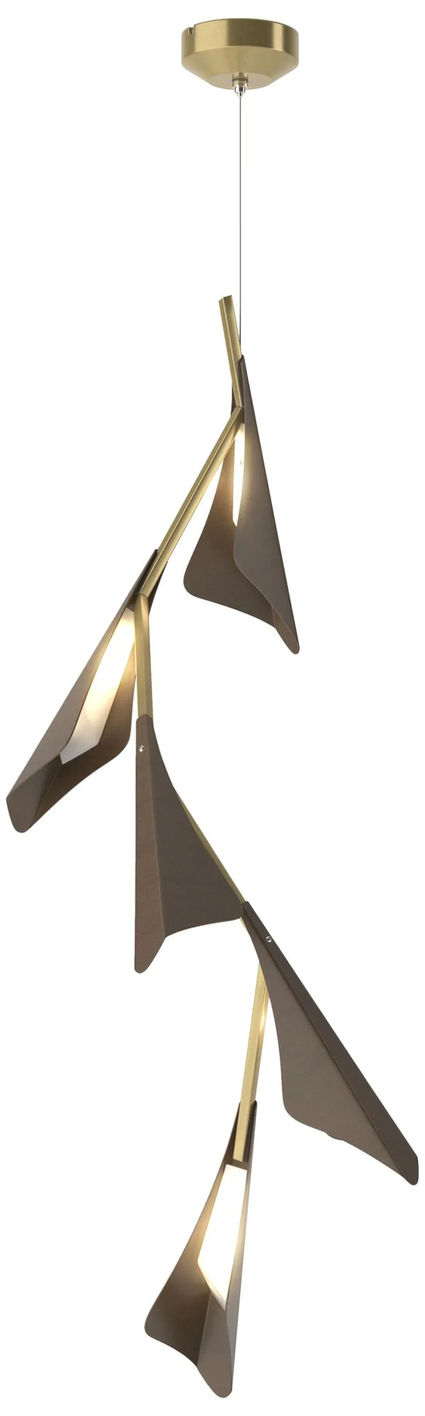Plume 15"W 5-Light Bronze and Modern Brass Standard LED Pendant - Image 1