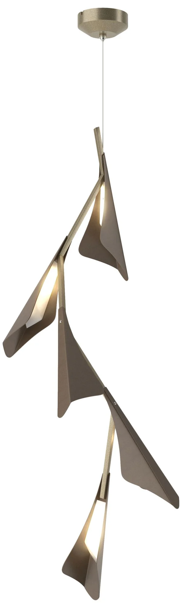 Plume 15"W 5-Light Bronze and Soft Gold Standard LED Pendant - Image 1