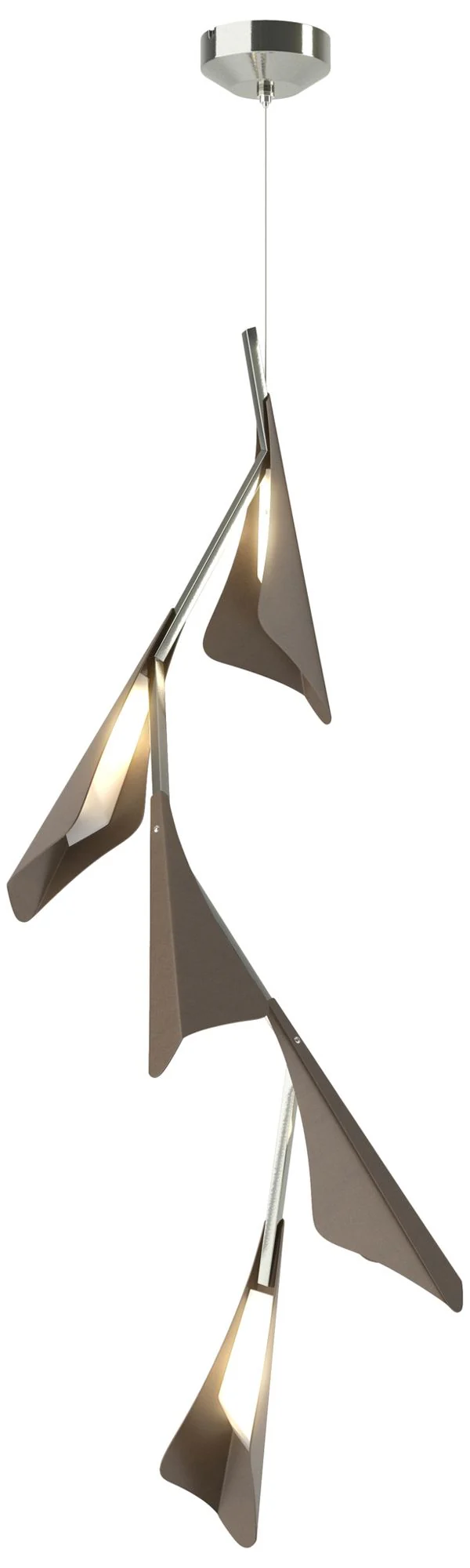 Plume 15"W 5-Light Bronze and Sterling Standard LED Pendant - Image 1