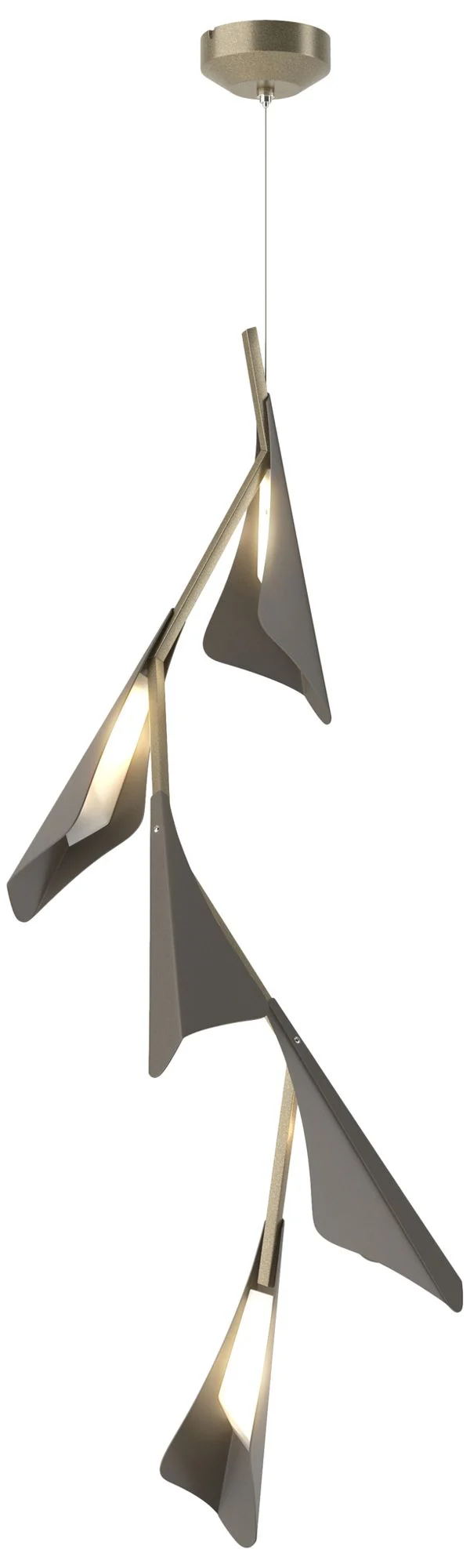 Plume 15"W 5-Light Dark Smoke and Soft Gold Standard LED Pendant - Image 1