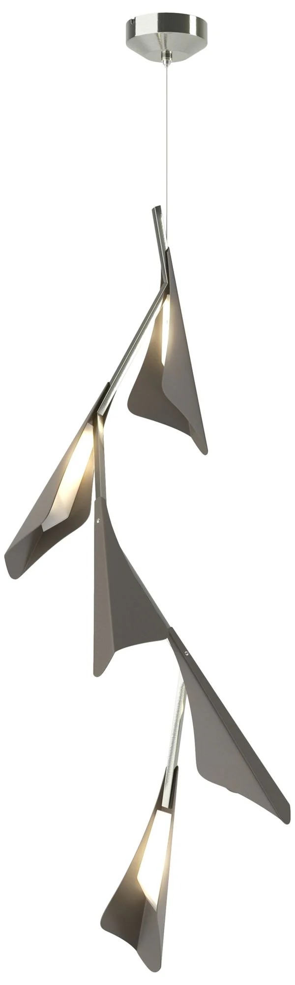 Plume 15"W 5-Light Dark Smoke and Sterling Standard LED Pendant - Image 1