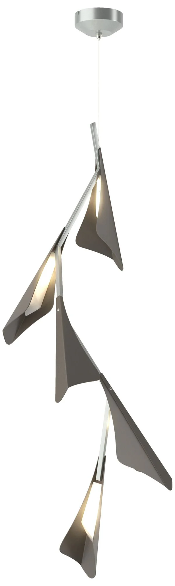 Plume 15"W 5-Light Dark Smoke and Vintage Platinum Standard LED Pendan - Image 1