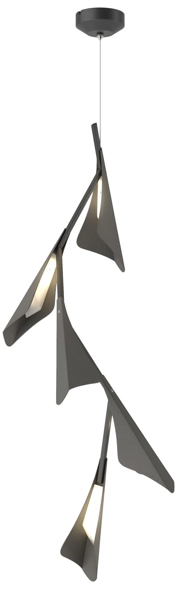 Plume 15"W 5-Light Iron and Black Standard LED Pendant - Image 1