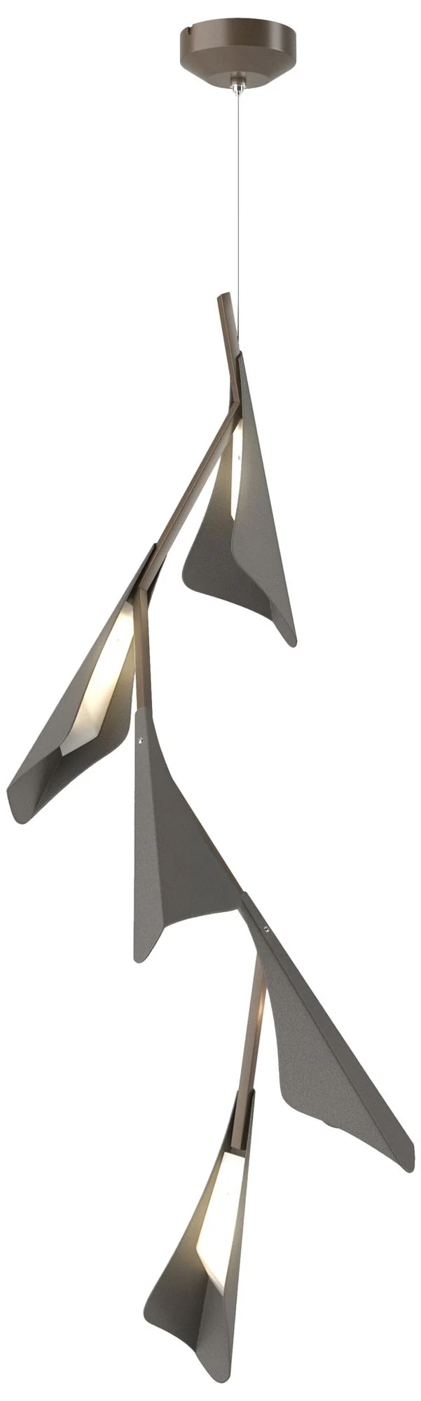 Plume 15"W 5-Light Iron and Bronze Standard LED Pendant - Image 1
