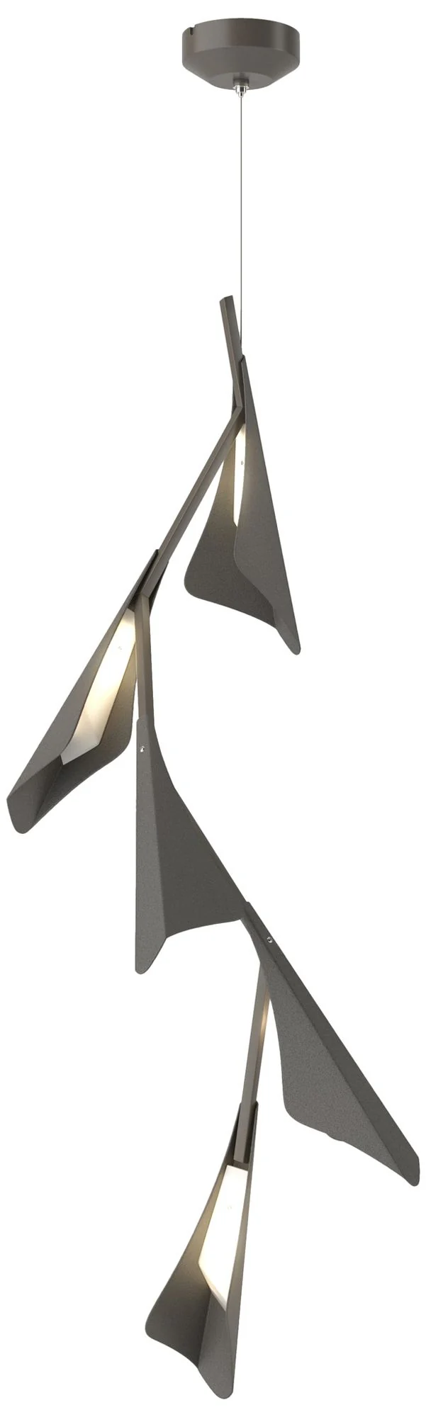 Plume 15"W 5-Light Iron and Dark Smoke Standard LED Pendant - Image 1