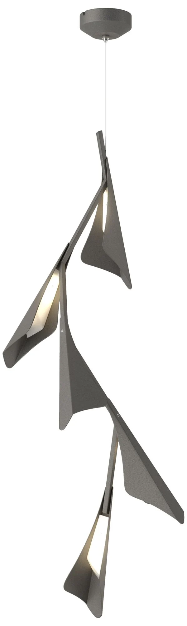 Plume 15"W 5-Light Iron and Iron Standard LED Pendant - Image 1