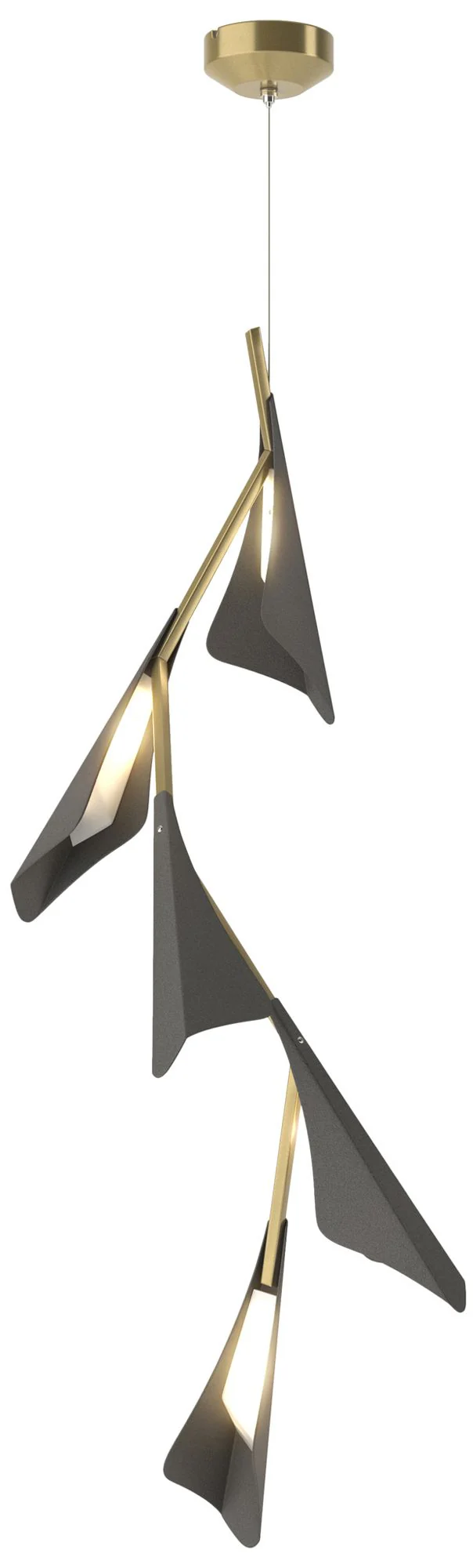 Plume 15"W 5-Light Iron and Modern Brass Standard LED Pendant - Image 1