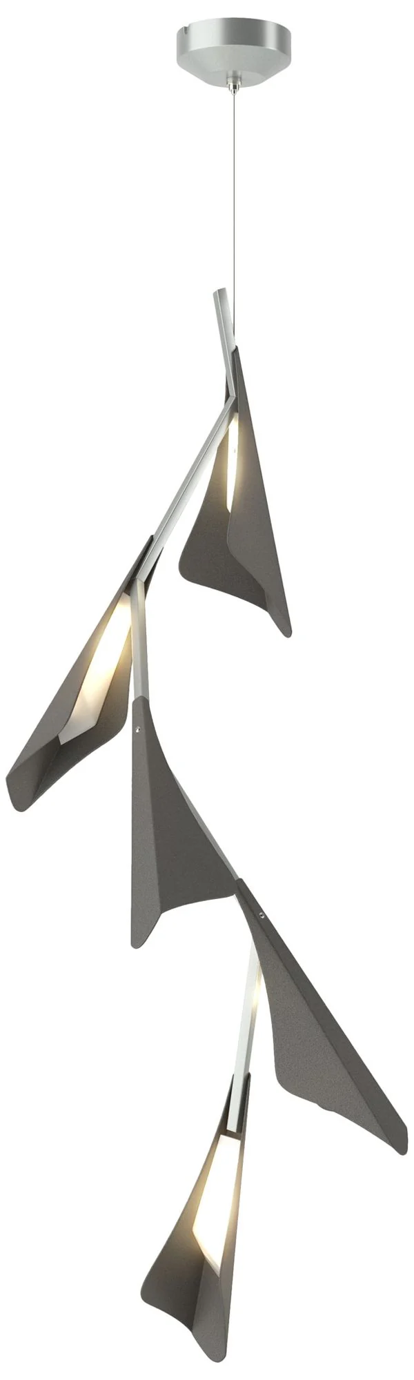 Plume 15"W 5-Light Iron and Vintage Platinum Standard LED Pendant - Image 1