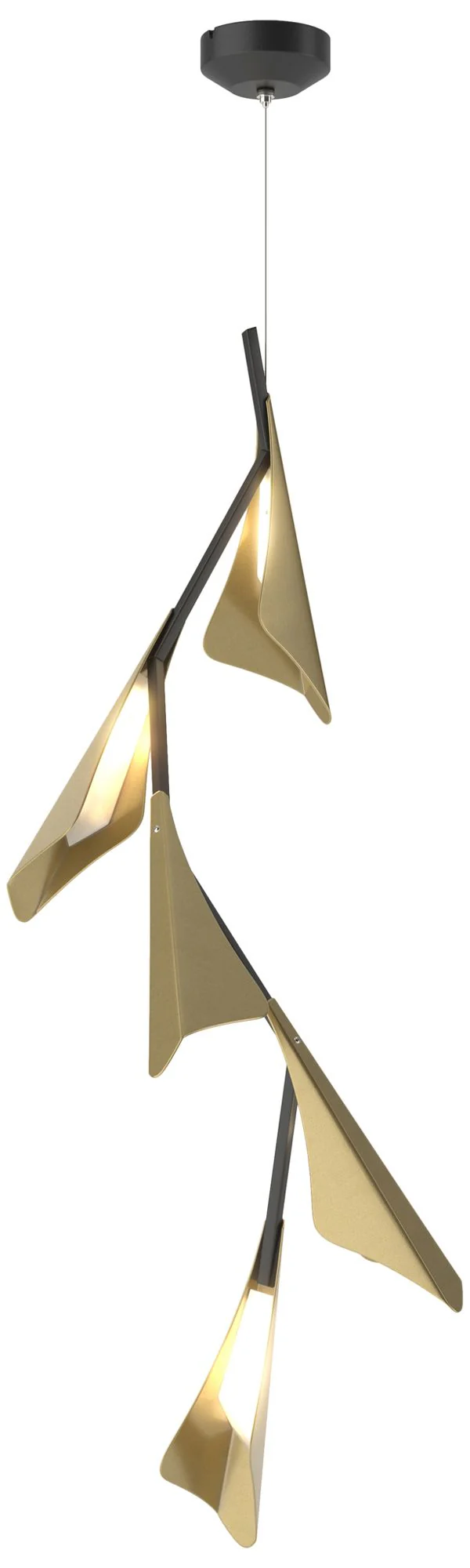 Plume 15"W 5-Light Modern Brass and Black Standard LED Pendant - Image 1