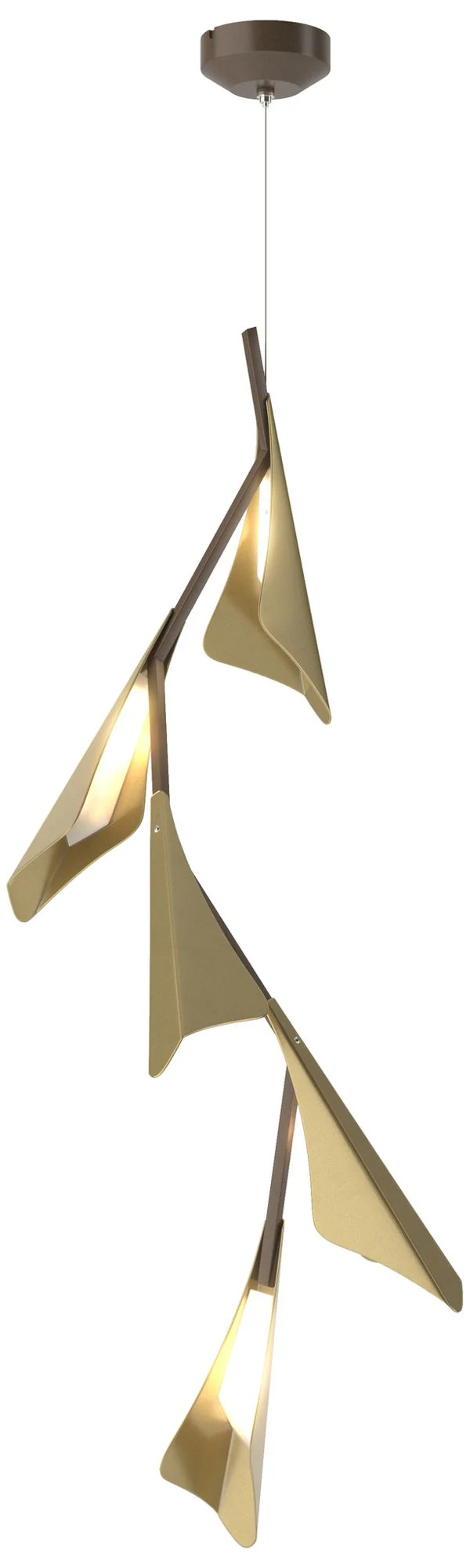Plume 15"W 5-Light Modern Brass and Bronze Standard LED Pendant - Image 1