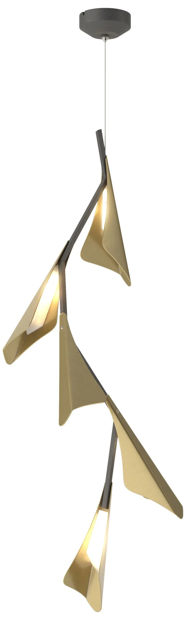 Plume 15"W 5-Light Modern Brass and Iron Standard LED Pendant - Image 1